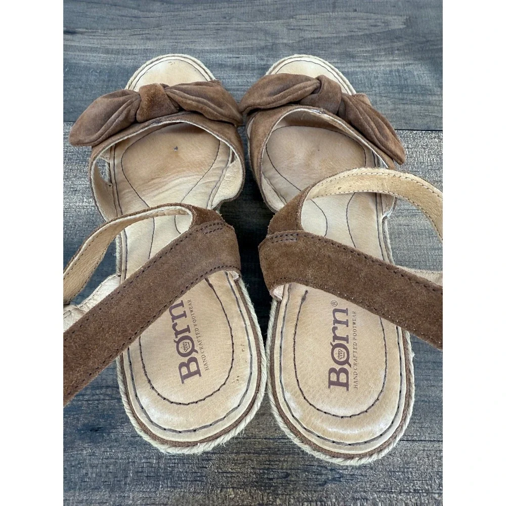 BORN Monticello Knotted Wedge Sandal Brown Women's Size 10M Espadrille‎
